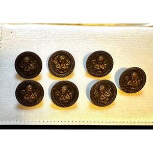 7 Antique Victorian Buttons Cherub